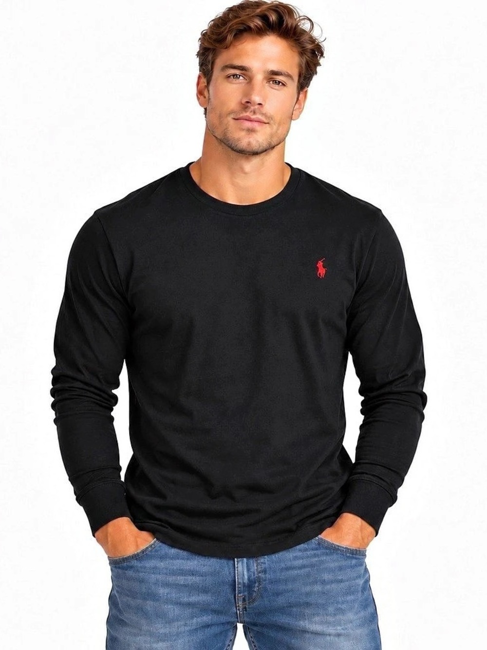 Polo Ralph Lauren Long-Sleeve Jersey T-Shirt Black-Large